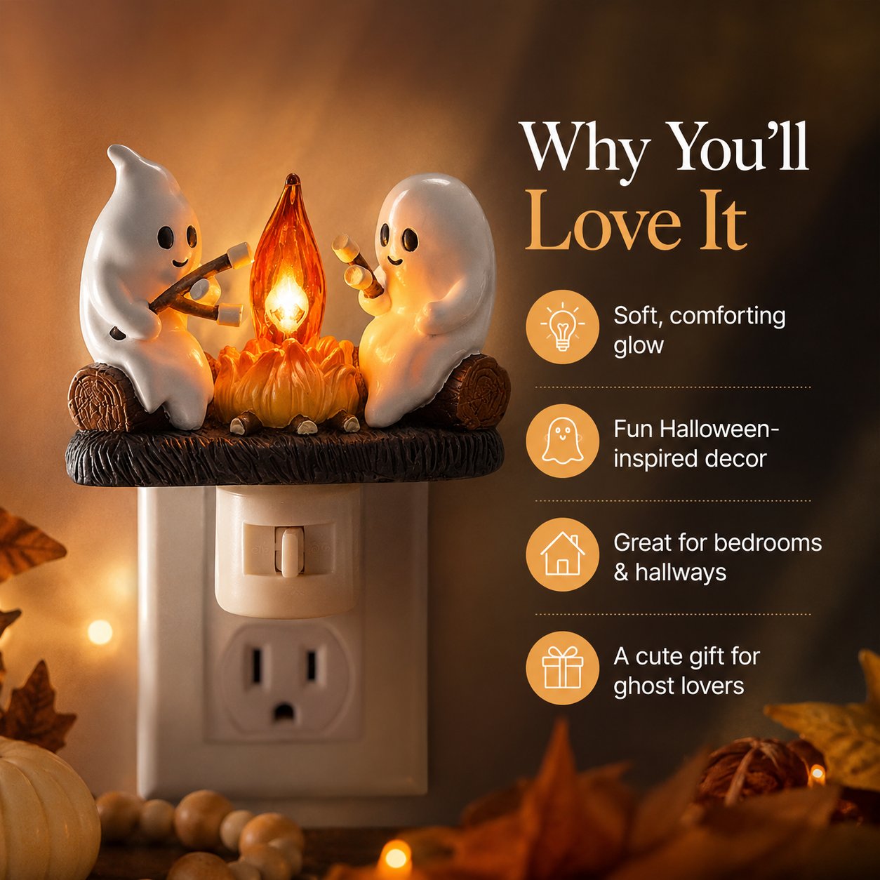 đ» Plug In the Cutest Halloween Glow â Adorable Ghost Outlet Night Light đâš