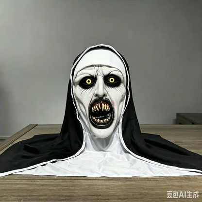 🎃Spooky Nun Halloween Mask Latex Handwashable Cosplay Costume Accessory