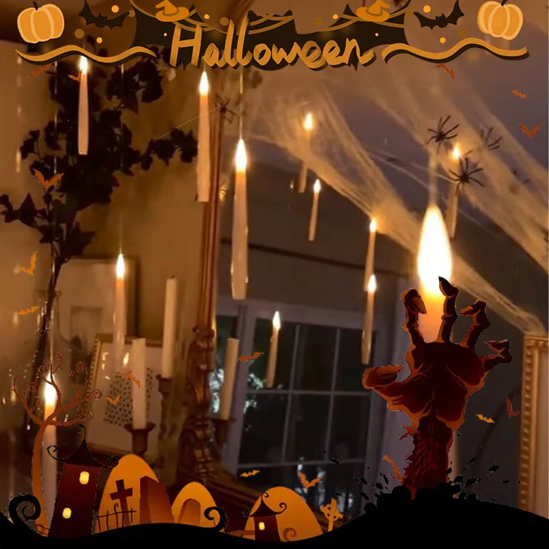 🎃Early Halloween warm-up 50% off!🔮Turn into a magician instantly!🕯️Halloween Decorations-Floating Candles with Wand