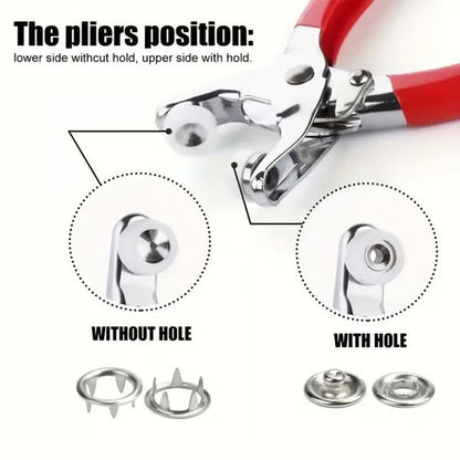 🧵 Sewing Kit with Metal Buttons – Manual Pliers Tool Included