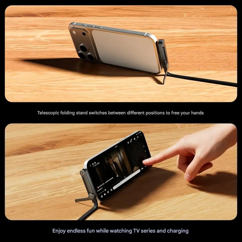 🎁 Christmas Early Sale 🔥 2-in-1 Braided Fast Charge Cable With Built-in Phone Stand
