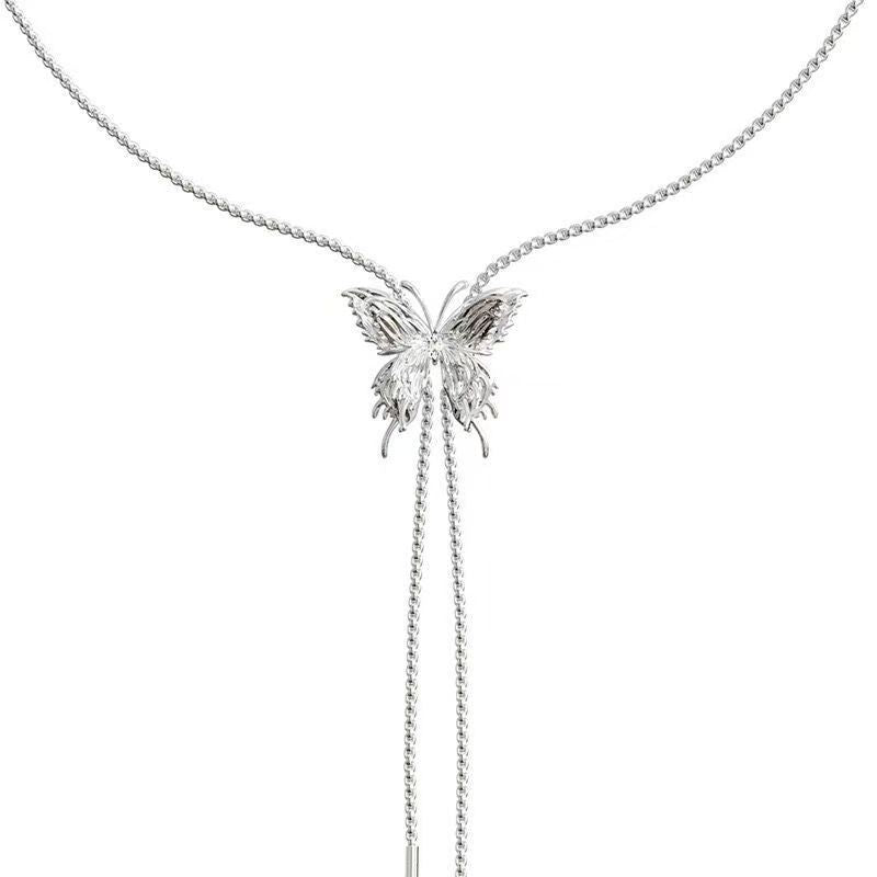 Retractable Metal Liquid Butterfly Multifunctional Neck Chain