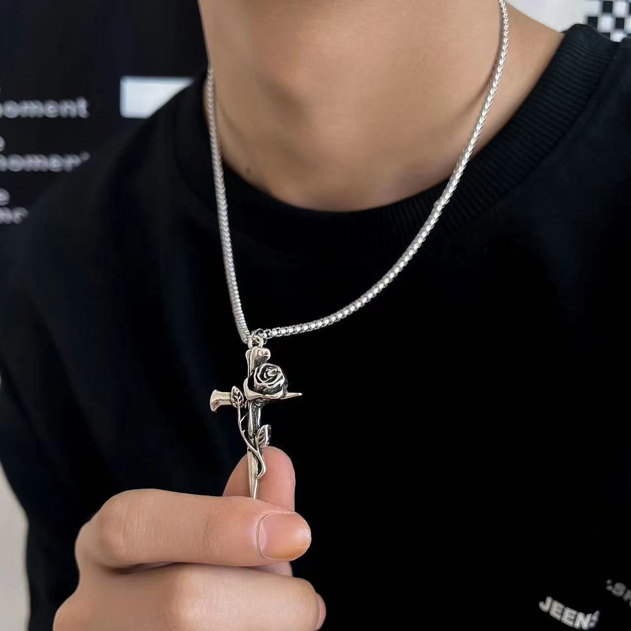 Rose Cross Necklace