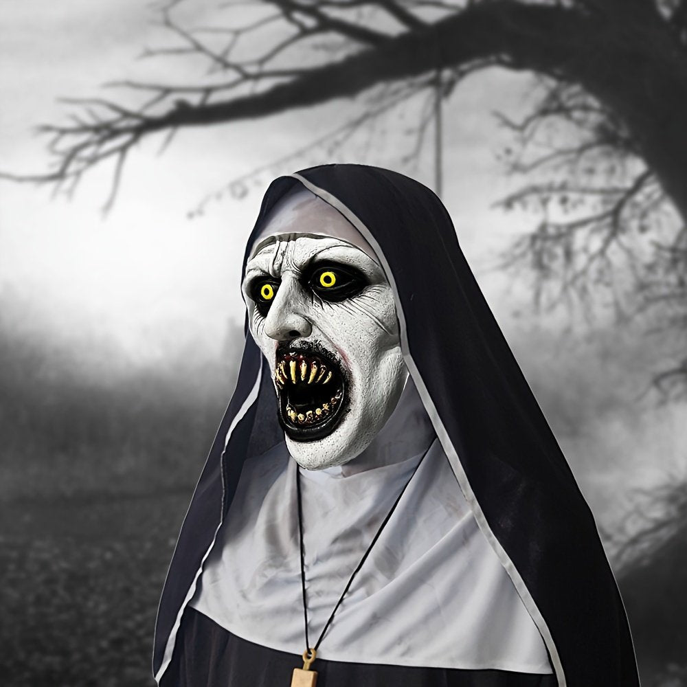 🎃Spooky Nun Halloween Mask Latex Handwashable Cosplay Costume Accessory