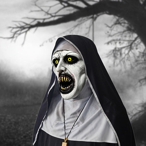🎃Spooky Nun Halloween Mask Latex Handwashable Cosplay Costume Accessory