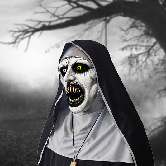 🎃Spooky Nun Halloween Mask Latex Handwashable Cosplay Costume Accessory
