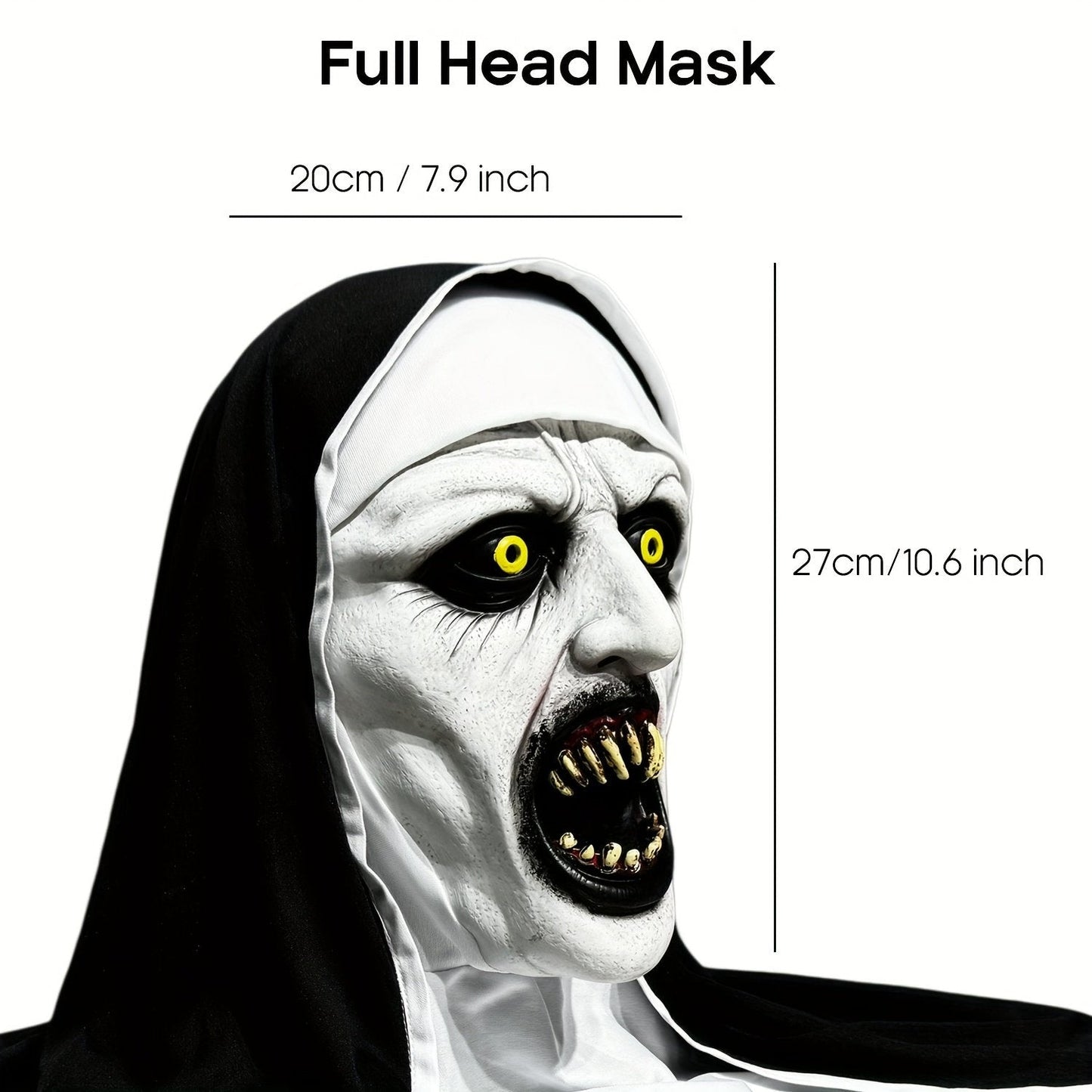 🎃Spooky Nun Halloween Mask Latex Handwashable Cosplay Costume Accessory