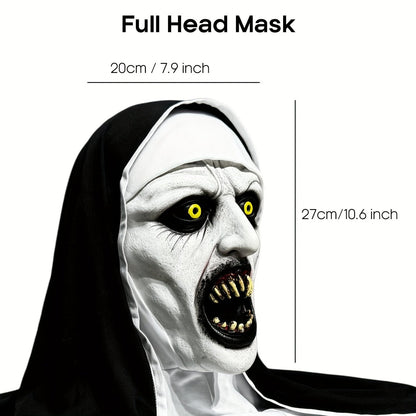 🎃Spooky Nun Halloween Mask Latex Handwashable Cosplay Costume Accessory