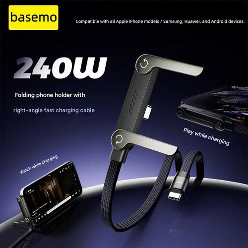 🎁 Christmas Early Sale 🔥 2-in-1 Braided Fast Charge Cable With Built-in Phone Stand