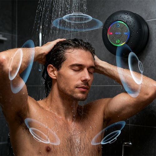 Mini Shower Speaker: IPX4-Certified Bass Boost