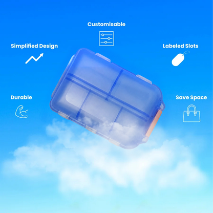 10-Compartment Portable Pill Organizer – Compact Medication & Vitamin Case
