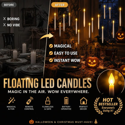 🎃Early Halloween warm-up 50% off!🔮Turn into a magician instantly!🕯️Halloween Decorations-Floating Candles with Wand