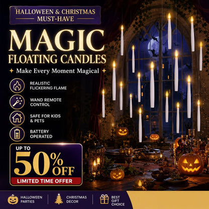 🎃Early Halloween warm-up 50% off!🔮Turn into a magician instantly!🕯️Halloween Decorations-Floating Candles with Wand