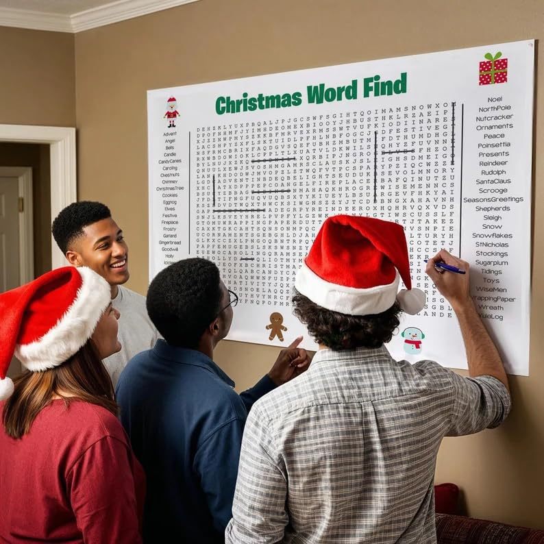 ⏰ Jumbo Thanksgiving & Christmas Word Search Poster – Giant 36"x24" Wall Game! 🎉